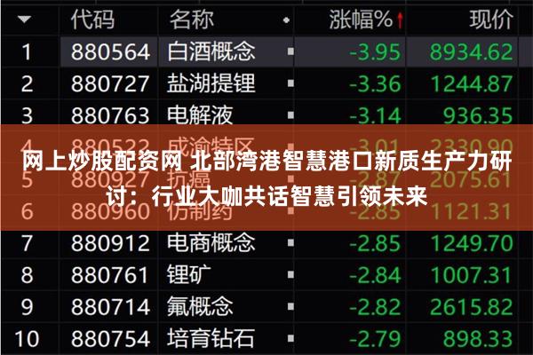 网上炒股配资网 北部湾港智慧港口新质生产力研讨：行业大咖共话智慧引领未来