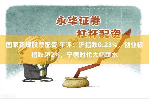 国家正规股票配资 午评：沪指跌0.23%，创业板指跌超2%，宁德时代大幅跳水