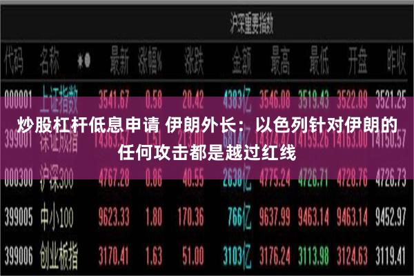 炒股杠杆低息申请 伊朗外长：以色列针对伊朗的任何攻击都是越过红线