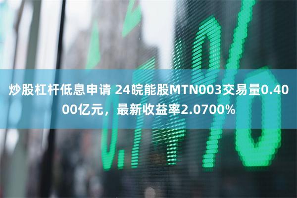 炒股杠杆低息申请 24皖能股MTN003交易量0.4000亿